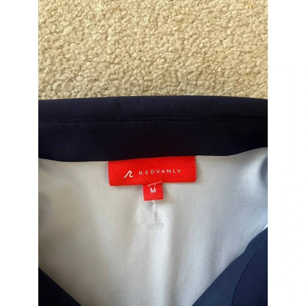 Redvanly NWT Men's Navy Blue Micro Dot Athletic Luxury Golf Polo‎ Shirt- Size M